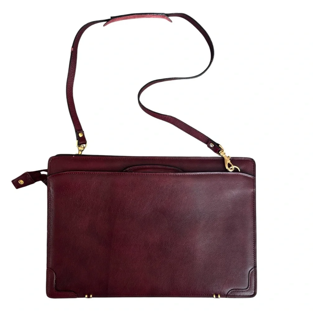 Vintage Mark Phillip top grain leather luxury Burgundy Leather Briefcase
